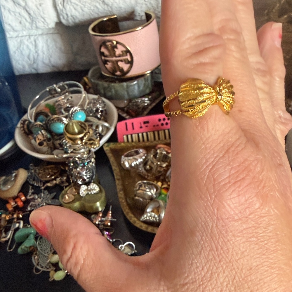 Gold Bow Ring - image 1